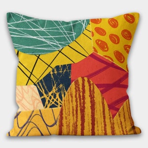 Mid Century Modern Throw Pillow Cover, Vibrant Abstract Art Pillow Case, Bohemian Style Throw Pillow, Abstract  Pattern Pillow Cover