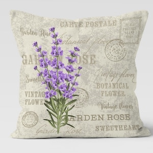 Lavender Floral Pillow Cover: Purple Flower Design, Soft Velvet Cushion