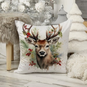 Funda de almohada con forma de árbol de Navidad, funda de almohada con forma de nieve navideña, funda de almohada navideña, fundas decorativas navideñas, cojín navideño, funda de almohada con forma de ciervo navideño