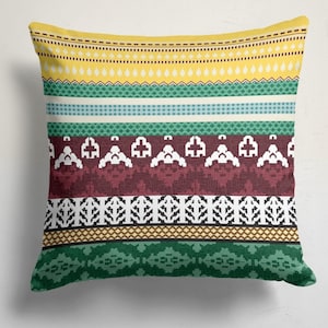 Multicolor Striped Geometric Pillow Cover, Bohemian Tribal Cushion, Southwestern Inspired Throw Pillow, Decorative Pillow Cover