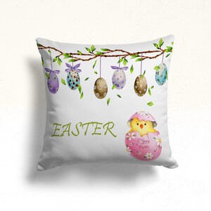 Funda de almohada de conejito de Pascua, funda de almohada de huevo de Pascua, funda de almohada de Pascua, funda de cojín de Feliz Pascua, fundas de almohada de Pascua, regalo de Pascua