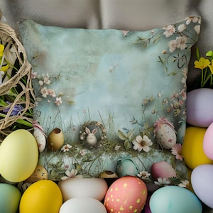 Funda de almohada con forma de huevo de Pascua, funda de almohada con forma de conejito de Pascua, funda de almohada de Pascua, funda de cojín con diseño de Pascua, fundas de almohada de Pascua, regalo de Pascua