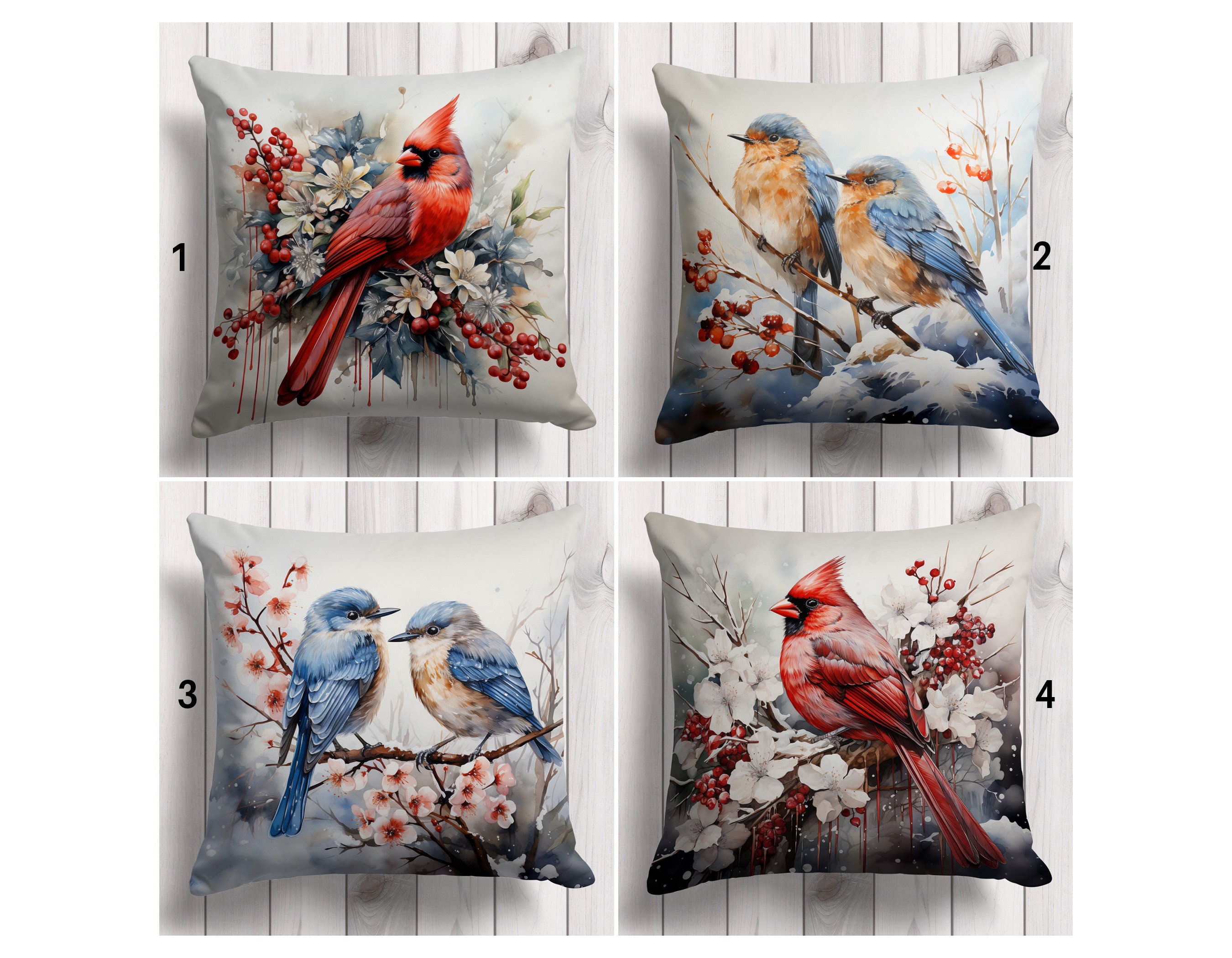 Floral Bird Pillow Case, Decorative Bird Pillow Cover, Bird Cage Pillow