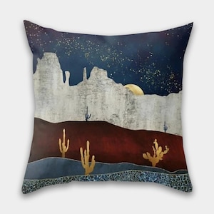 Mountain Lake Pillow Cover: Abstract Landscape Throw Pillow