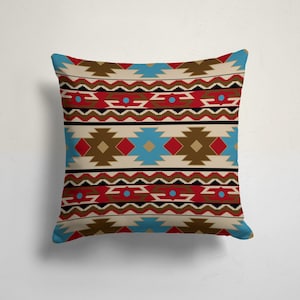Vibrant Tribal Pattern Pillow, Bohemian Kilim Print Pillowcase, Colorful Geometric Throw Pillow, Authentic Pillow Cover, Ethnic Pillow Cover