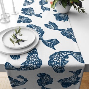 Marine Table Runner, Fish Table Runner, Whale Design Table Runner, Starfish Design Table Runner, Rudder Design Table Runner