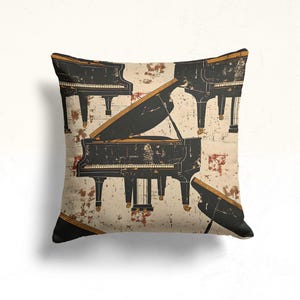 Funda de almohada con estampado de instrumentos musicales, funda de almohada con estampado de música, funda de almohada con estampado de notas, funda de almohada con diseño de árbol, funda de cojín con diseño bonito