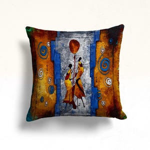 African Women Pillowcover, Ethnic Pattern Pillowcover, Authentic African Women Pillowcase, Traditional Cushion Cover, Boho Design Pillowcase