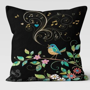 Funda de almohada con diseño de música, funda de almohada con diseño de notas, funda de almohada con diseño de instrumentos musicales, funda de almohada con diseño de árbol, funda de cojín con diseño bonito
