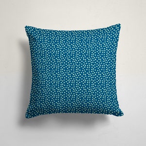 Stylish Teal Speckle Pillow, Deep Blue Dotted Pillow, Abstract Dots Throw Pillow, Scandinavian Style Accent Cushion, Striped Pillow Case