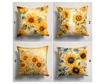 Sun Flower Pillow Cover, Floral Pillow Cover, Sunflower Cushioncase, Decorative Pillow Cover, Country Style Sun Flower Pillow Cover