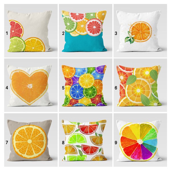 Lemon Pillowcase, Colorful Lemon Pillow Cover, Orange Lemon Citrus Cushion Cover, Sliced Lemon Pillow Cover, Vivid Color Lemon Cushioncase