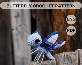 Crochet pattern, cute butterfly, home decor, amigurumi crochet pattern, amigurumi butterfly, crochet pattern animal