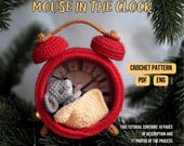 Christmas amigurumi, little mouse crochet pattern, crochet animals pattern, crochet clock, Christmas ornaments, mouse amigurumi.