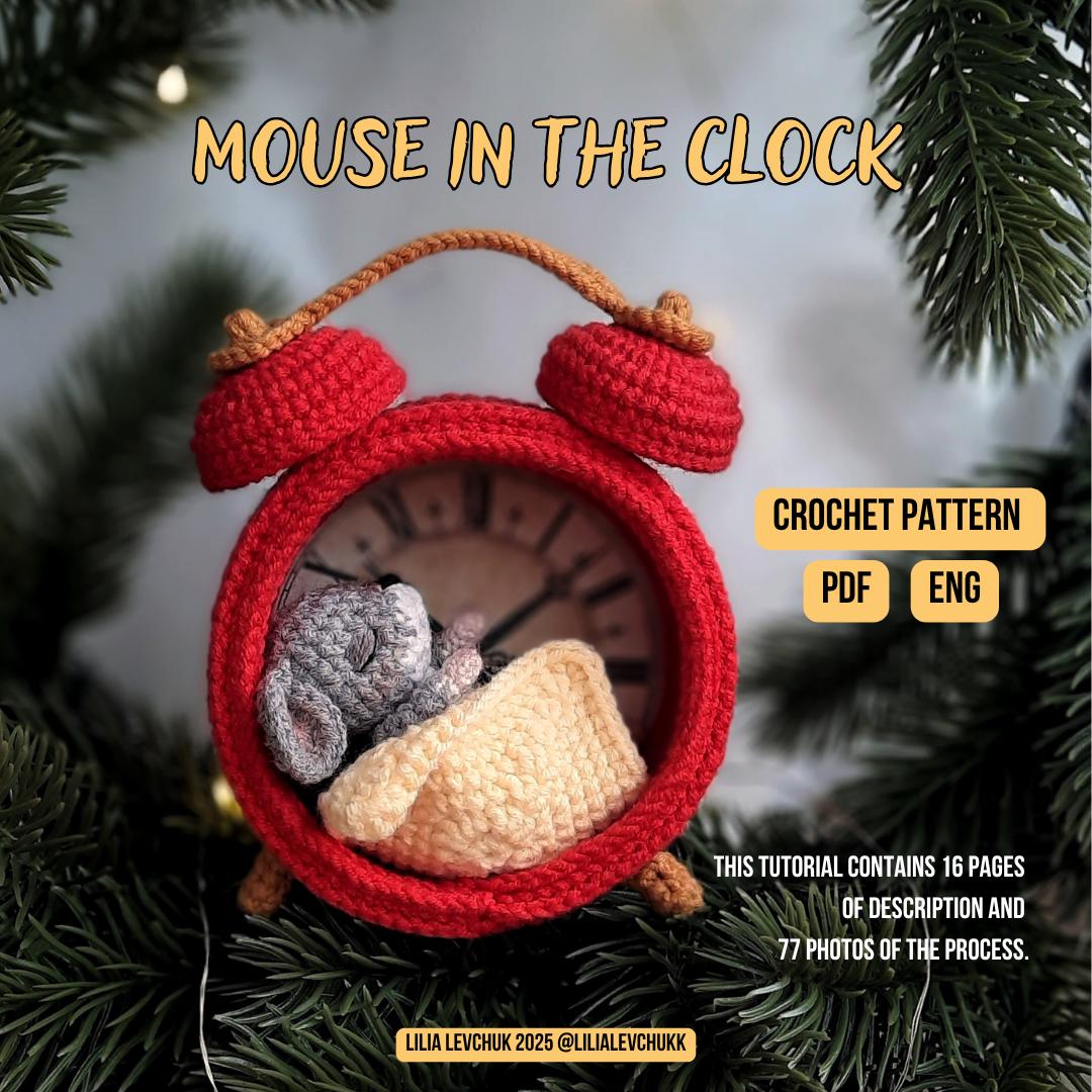 30 Crochet Clock Patterns That Keep Time in Handmade Style 30 Mouse in the Clock Christmas Crochet Pattern
