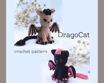 Cat crochet, crochet pattern, dragon pattern, dragon, pattern, crochet pattern animal, amigurumi, Halloween pattern