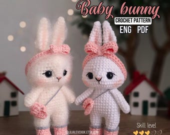 Amigurumi crochet animal pattern, Bunny crochet pattern, crochet rabbit.