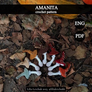 Halloween decor, magic mushrooms, Amanita keychain, crochet pattern, keychain