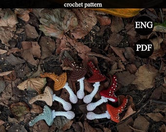 Halloween decor, magic mushrooms, Amanita keychain, crochet pattern, keychain