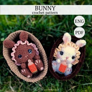 Bunny Easter crochet pattern, amigurumi crochet animal pattern, crochet rabbit.