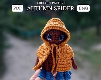Patrón de araña de ganchillo para Halloween, patrón de animal de ganchillo, amigurumi de araña de otoño, decoración de Halloween