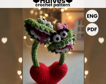 Gehäkelte Valentine Venus Fliegenfalle Muster, Tiere Muster, Amigurumi Muster, Pflanze Häkelanleitung, Herz Pflanze häkeln