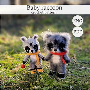 Crochet raccoon pattern, amigurumi crochet animals pattern, amigurumi pattern, amigurumi raccoon, baby animals