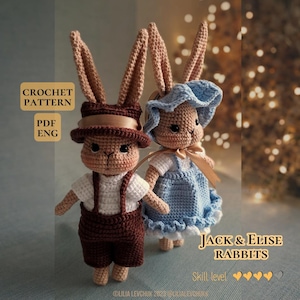 Bunny crochet pattern, Easter crochet pattern, amigurumi crochet animal pattern rabbits, amigurumi rabbit.