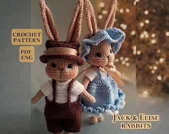 Patrón de conejito a crochet, patrón de crochet de Pascua, patrón de animales de conejos amigurumi a crochet, conejo amigurumi.