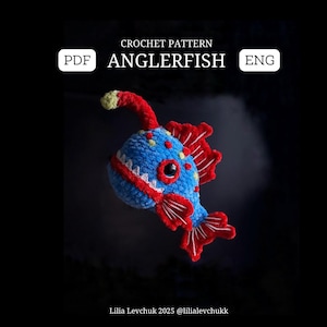 Anglerfish amigurumi crochet pattern, plush toy, crochet Sea Animal, sea fish
