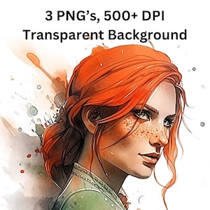 Witcher Triss Poster, Geralt of Rivia Clipart, Geralt Clip art, Witcher Watercolor PNG, Instant Download, Witcher png, Sublimation Art