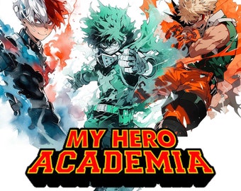 10 My Hero Academia Watercolor, Deku Poste4r, BVakugo Poster, Shoto Poster, My Hero Academia Poster, My Hero Academia Clipart, Bakugo PNG.