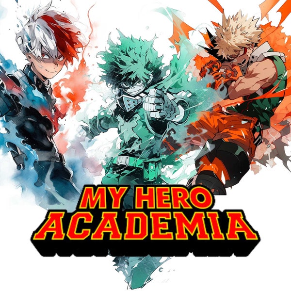 10 My Hero Academia Watercolor, Deku Poste4r, BVakugo Poster, Shoto Poster, My Hero Academia Poster, My Hero Academia Clipart, Bakugo PNG.