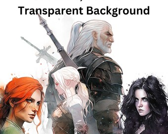 Witcher Geralt Poster, Geralt of Rivia Clipart, Geralt Clip art, Witcher Watercolor PNG, Instant Download, Witcher png, Sublimation Art