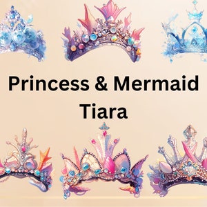 Coroa de sereia e coroa de princesa Clipart, tiara de sereia, clipart de coroa de sereia com tema de oceano, coroa de sereia azul PNG, coroa de sereia rosa PNG.