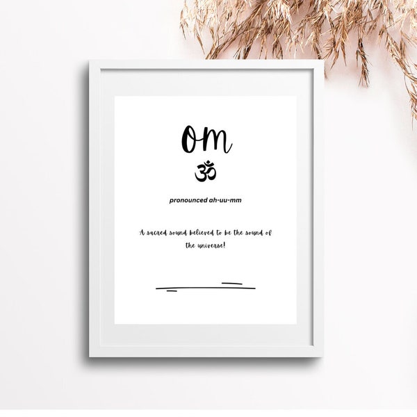 Om Definition Print, Aum Symbol Poster, Yoga Wall Art, Zen, Meditation, Spirituality, Minimalist Decor, Instant Download