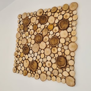 Log wall art, wood wall Art, log slice mosaic, Log Decor, Log slice wall art, Wooden wall art, Log mosaic, Tree slice art, Natural wall art