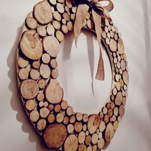 Cotswold Wreath, Wreath wall art, Wood Wall Art, wall art mosaic, Log slice wall art, Natural Wreath, Circle wood mosaic, Christmas Wreath