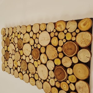 Log wall Art, wood wall Art, log slice mosaic, Log Decor, Log slice wall art, Wooden wall art, Log mosaic, Tree slice art, Natural wall art