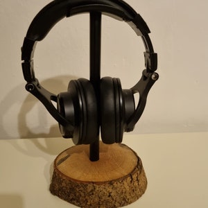 Headphone Stand wood holder metal desk Earphone Holder Wooden Headphones Rack Hanger Headphone log stand Gift for Music lovers