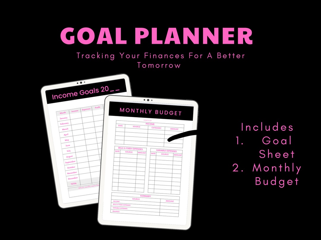 Goal Planner|income Tracker|budgeting|printable Planer Bundle|planning ...