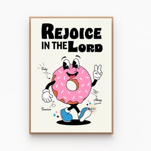 Retro christlicher Affirmations-Wandkunstdruck, Bibelvers-Poster Philipper 4:4, biblische Kunstdrucke, niedliche christliche Kunst-Raumdekor-Ästhetik