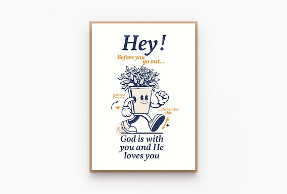 Retro christian poster, Biblical wall art quotes, God loves you prints, Bible affirmations poster, Christian artwork room decor aesthetic