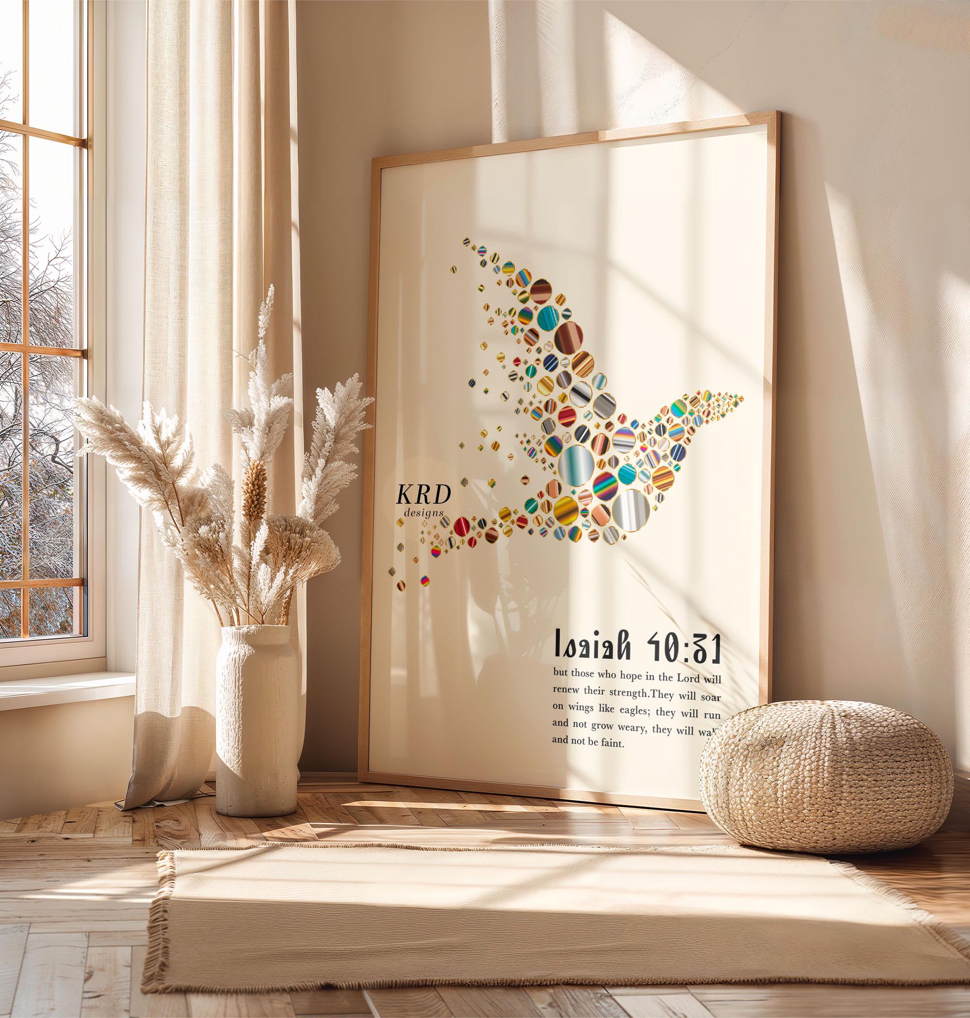 Retro Christian Wall Art, Isaiah 40 31 Printable, Minimalist Bible ...