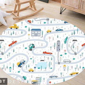 Stadt Straße Kinderzimmer Teppich Autos Thematischer rutschfester Teppich, Spielmatte für Kinderzimmer, Stadtplan Aktivitätsteppich, Autos