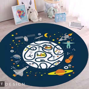 Teppich für Kinderzimmer, Weltraum Teppich mit Karte Muster, Teppich für Kinderzimmer, Spielmatte für Kinder, Kindergarten Matten, pädagogischer Teppich