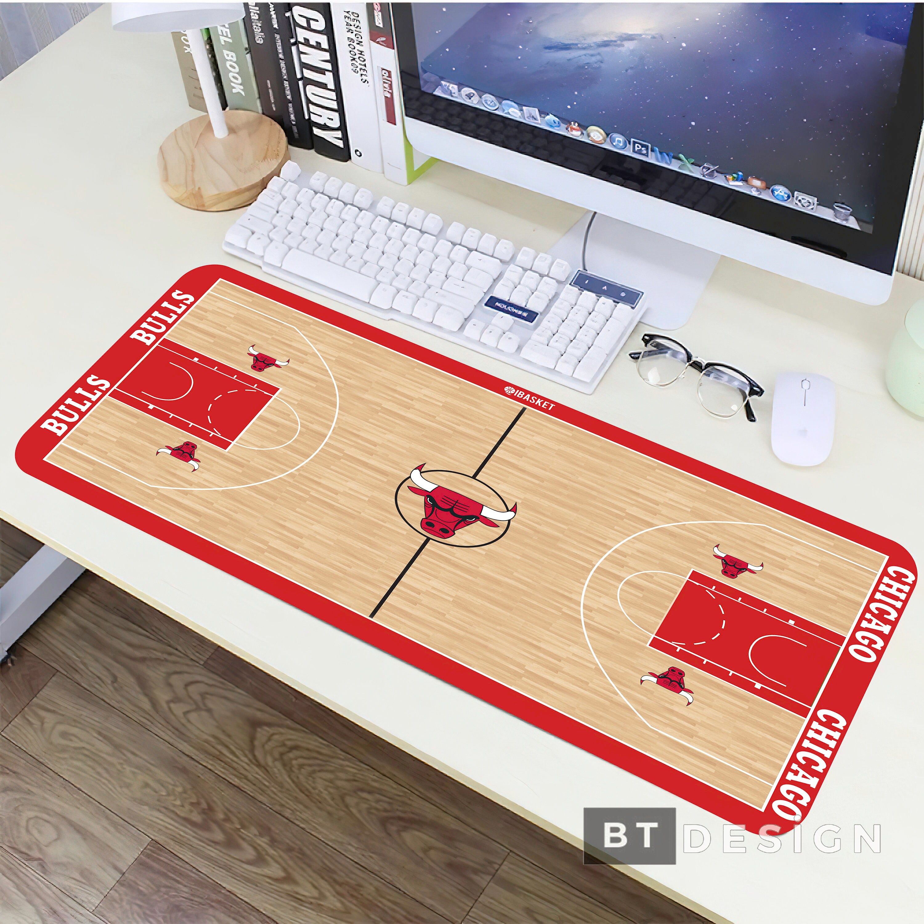 Basketball Deskmat, Chicago Bulls Deskmat Large Mousepad, Xxl Cute