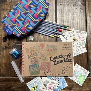 Create-A Cardlet-waterverfset. Inclusief boek, reisetui met aquarelpotloden en benodigdheden. Cadeau voor alle leeftijden, senioren- of patiëntactiviteit