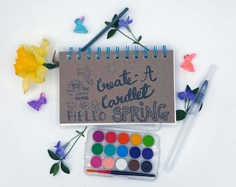 Kit de acuarela de viaje 39 diseños de primavera con set de pinturas y pincel de agua