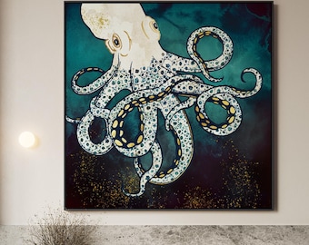 Octopus Wall Art - Bold Underwater Canvas Print for Ocean Decor